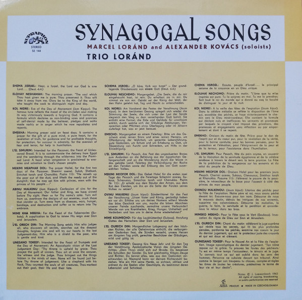 descargar álbum Trio Loránd, Marcel Loránd, Alexander Kovács - Synagogal Songs