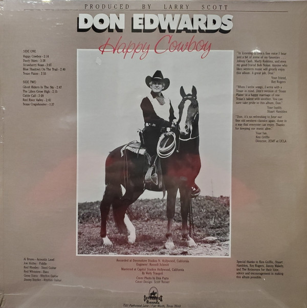 Don Edwards Featuring The Reinsmen - Happy Cowboy | Sevenshoux (LPDE100) - 2