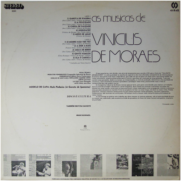 télécharger l'album Conjunto Talento - As Músicas De Vinícius De Moraes