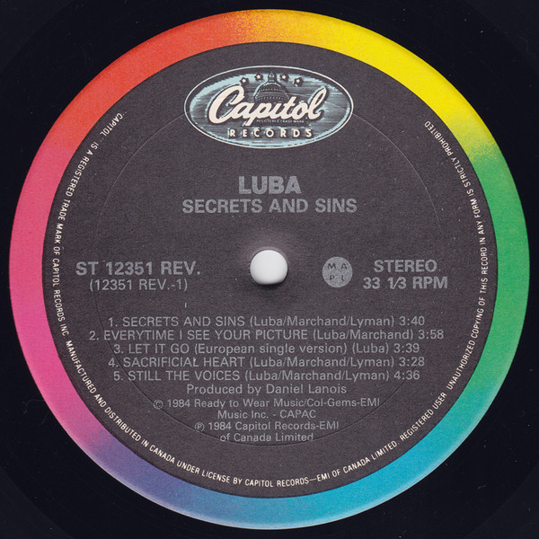 Luba - Secrets And Sins | Capitol Records (ST 12351 REV.) - 3