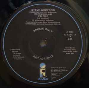 Steve Winwood – Valerie / Talking Back To The Night (1987, Vinyl