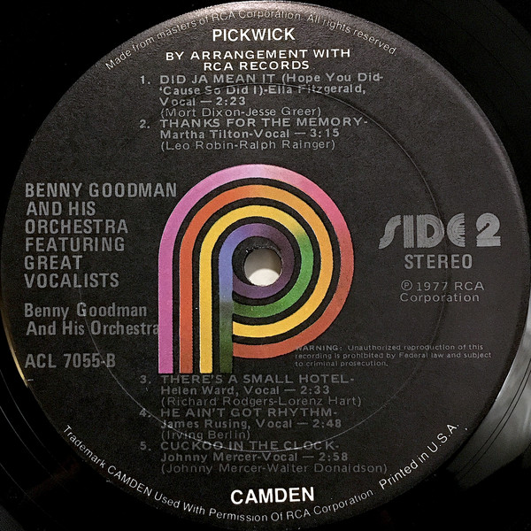 Benny Goodman And His Orchestra - Featuring Great Vocalists | Pickwick (ACL-7055) - 4