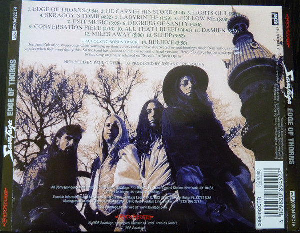 Album herunterladen Savatage - Edge Of Thorns