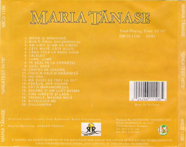 ladda ner album Maria Tănase - Greatest Hits