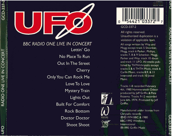 UFO – BBC Radio 1 Live In Concert (1995, CD) - Discogs