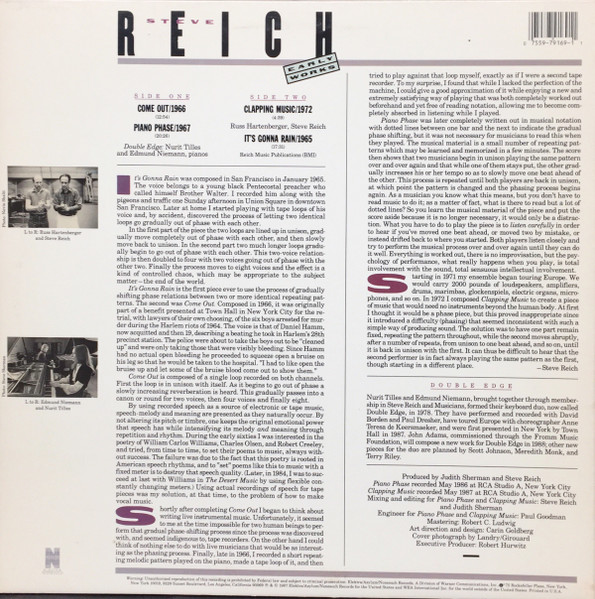 Steve Reich – Early Works (1987, Vinyl) - Discogs