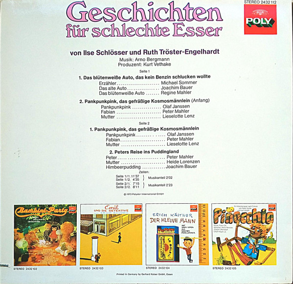 descargar álbum Ilse Schlösser, Ruth TrösterEngelhardt - Geschichten Für Schlechte Esser