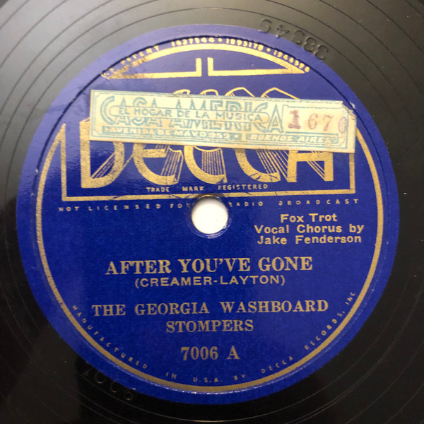 The Georgia Washboard Stompers - After You've Gone / Alexander's Ragtime  Band | Releases | Discogs