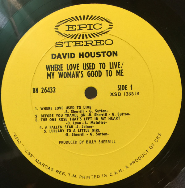 David Houston - Where Love Used To Live / My Woman's Good To Me | Epic (BN 26432) - 3