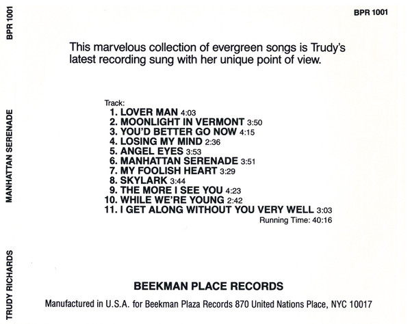 télécharger l'album Trudy Richards - Manhattan Serenade