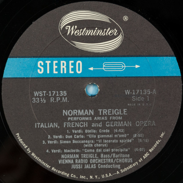 last ned album Norman Treigle, Vienna Radio Orchestra Chorus, Jussi Jalas - Norman Treigle Performs BassBaritone Arias From Italian French German Opera