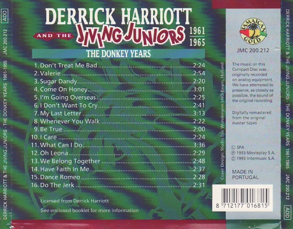 Album herunterladen Derrick Harriott And The Jiving Juniors - The Donkey Years 1961 1965