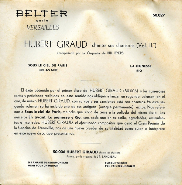 Album herunterladen Hubert Giraud - Chante Ses Chansons