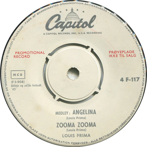 dessert spion Takke Louis Prima – Angelina - Zooma Zooma / Pennies From Heaven (Vinyl) - Discogs