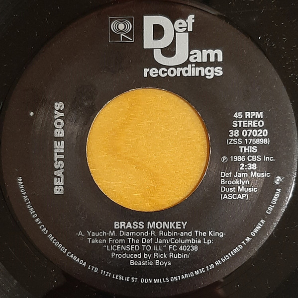 Beastie Boys – Brass Monkey (1987, Vinyl) - Discogs