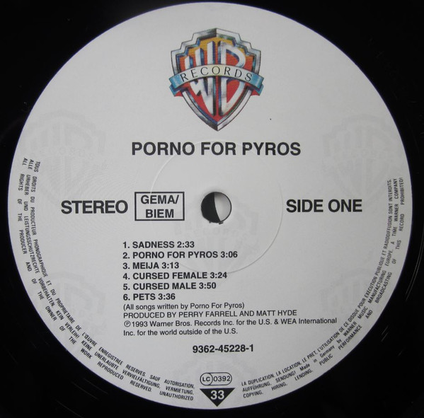 Porno For Pyros – Porno For Pyros (1993, Vinyl) - Discogs