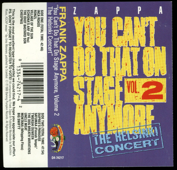 Zappa - You Can't Do That On Stage Anymore Vol. 2 | Releases | Discogs