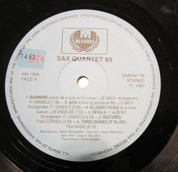 télécharger l'album Sax Quartet '85 - Sax Quartet 85