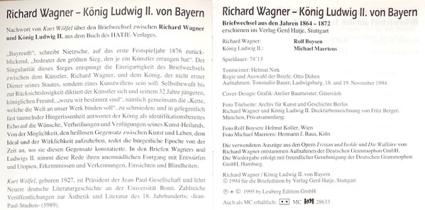 ladda ner album Rolf Boysen, Michael Maertens - Richard Wagner König Ludwig II von Bayern Briefwechsel aus den Jahren 1864 1872