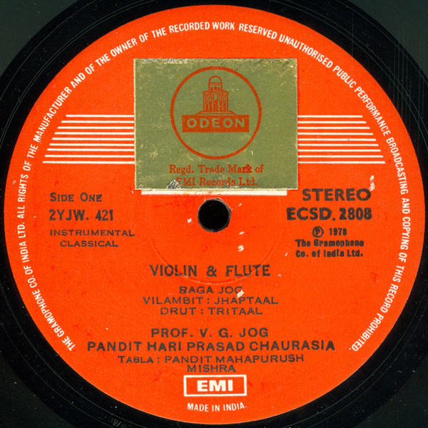 descargar álbum Prof V G Jog And Hariprasad Chaurasia - The Distinctive Two Violin Flute Jugalbandi