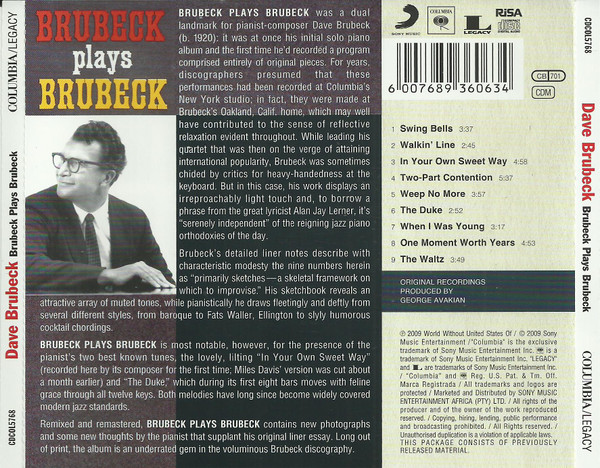 last ned album Dave Brubeck - Brubeck Plays Brubeck