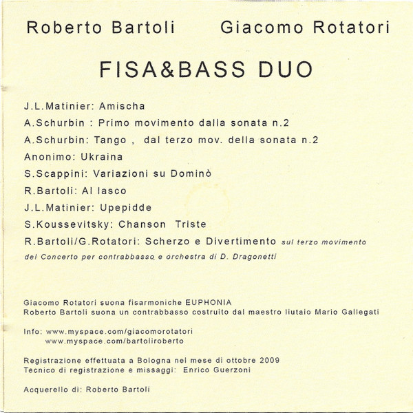 last ned album Roberto Bartoli, Giacomo Rotatori - Fisa Bass Duo Amischa