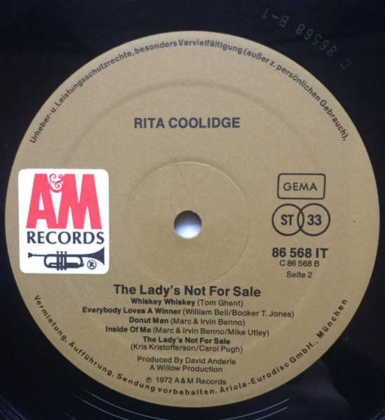 Rita Coolidge - The Lady's Not For Sale | Releases | Discogs