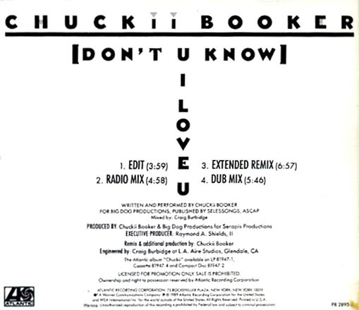 Chuckii Booker – (Don't U Know) I Love U (1989, Vinyl) - Discogs