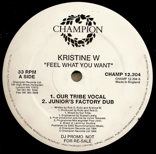 Kristine W - Feel What You Want | Releases | Discogs