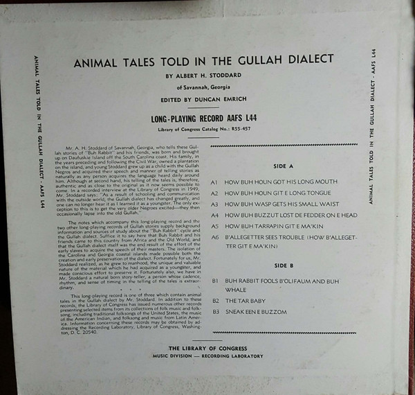 ladda ner album Albert H Stoddard - Animal Tales Told in the Gullah Dialect by Albert H Stoddard of Savannah Georgia Edited by Duncan Emrich