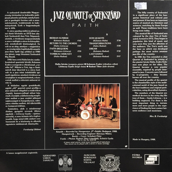 lataa albumi Jazz Quartet Of Szekszárd - Faith