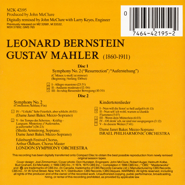Album herunterladen Mahler Bernstein - Symphony No 2 Kindertotenlieder