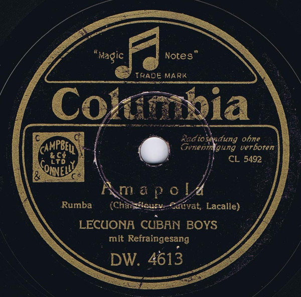 【蓄音機用SP盤レコード】TABOU-タブー/AMAPOLA-アマポーラ/LECUONO CUBAN BOYS-レクオーナ・キューバン・ボーイズ/SPレコード