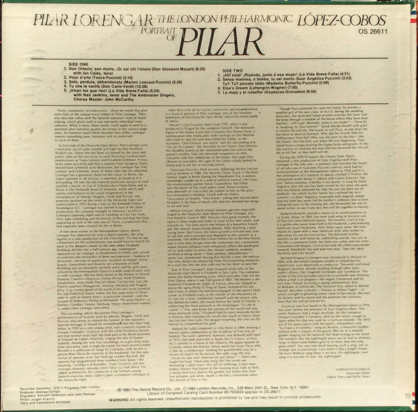 télécharger l'album Pilar Lorengar, LópezCobos , Patane - Portrait Of Pilar