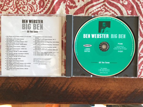 descargar álbum Ben Webster - All Too Soon