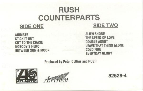 Rush – Counterparts (1993, Cassette) - Discogs