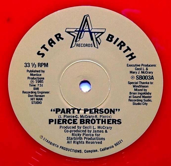 Pierce Brothers / Starbirth – Party Person / Jammin (2011, Vinyl