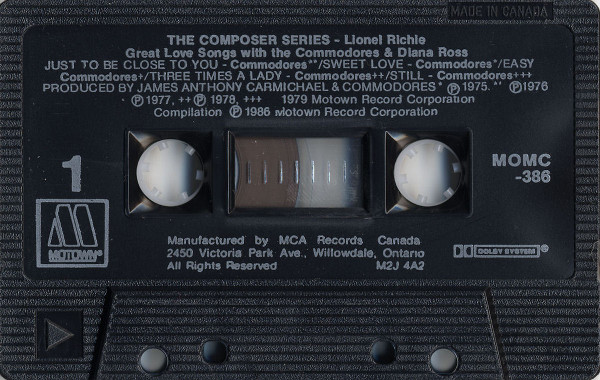 Lionel Richie , Commodores , Diana Ross - The Composer: Great Love Songs With The Commodores And Diana Ross | Motown (MOMC 386) - 3