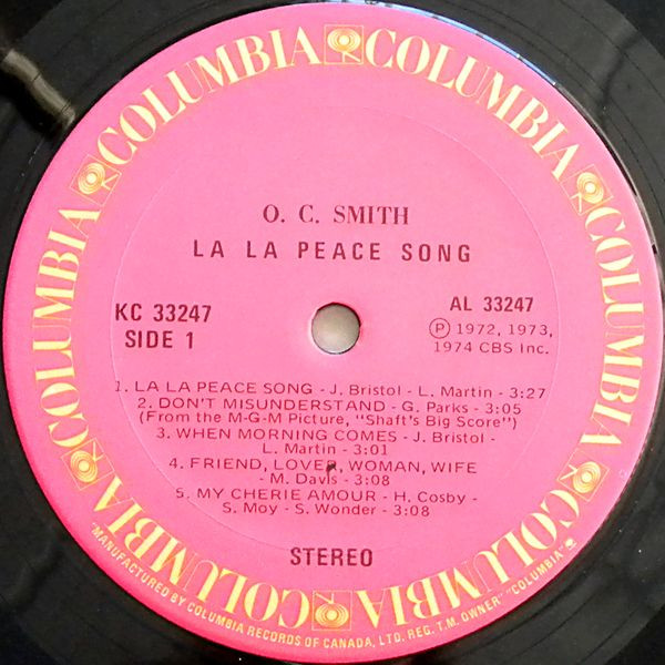 O.C. Smith - La La Peace Song | Columbia (KC 33247) - 3