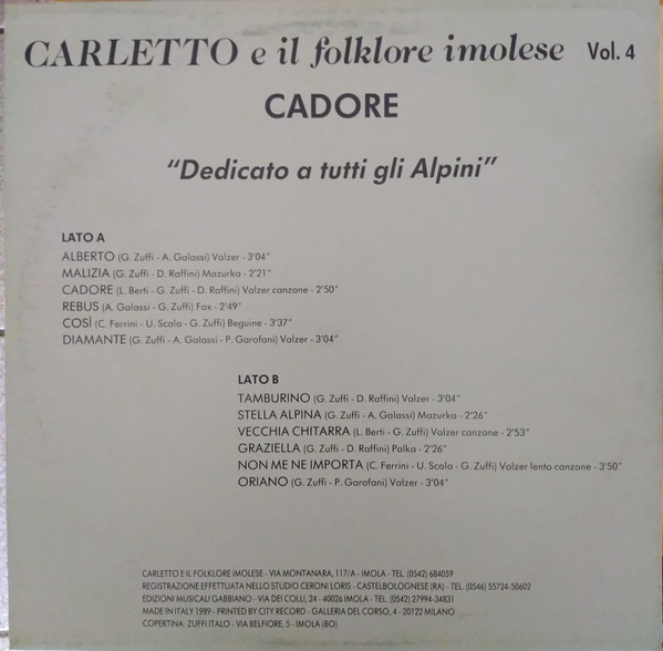 télécharger l'album Carletto E Il Folklore Imolese - Vol 4 Cadore