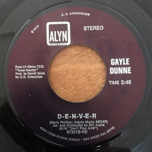 ladda ner album Gayle Dunne - D E N V E R Dont Play A 9 On The Jukebox Tonight