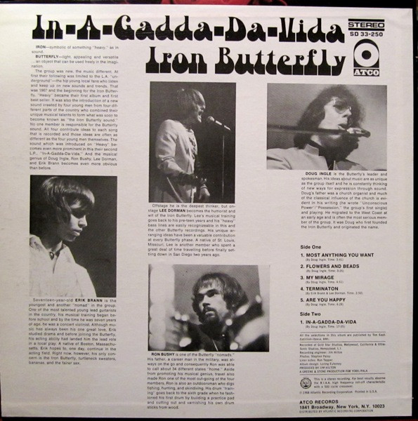 Iron Butterfly - In-A-Gadda-Da-Vida | ATCO Records (SD 33-250) - 2