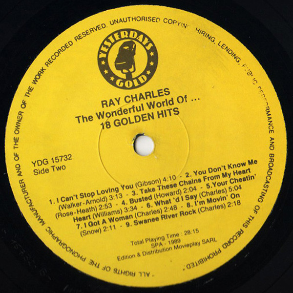lataa albumi Ray Charles - The Wonderful World Of Ray Charles 18 Golden Hits