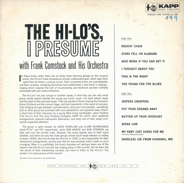 Album herunterladen The HiLo's - The Hi Los I Presume