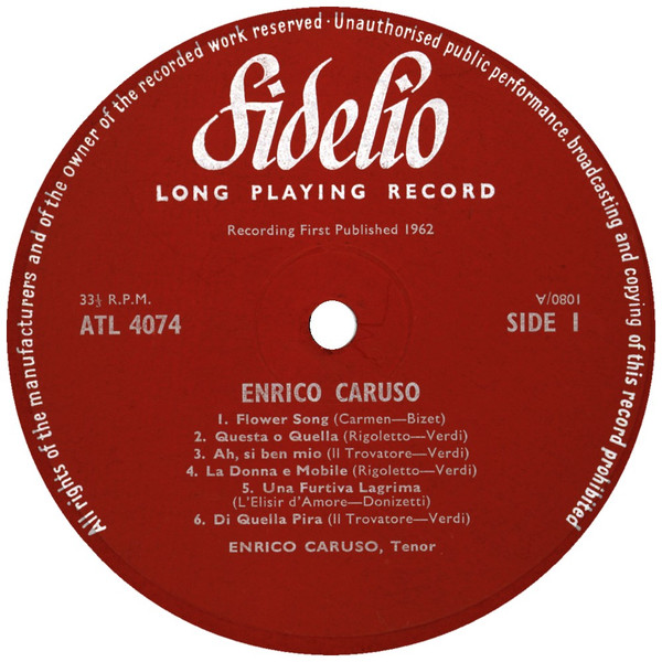 Enrico Caruso An Historic Recording 1962 Vinyl Discogs