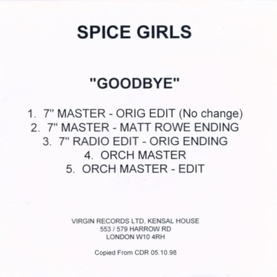 Album herunterladen Spice Girls - Goodbye UK Promo CD R Mixes