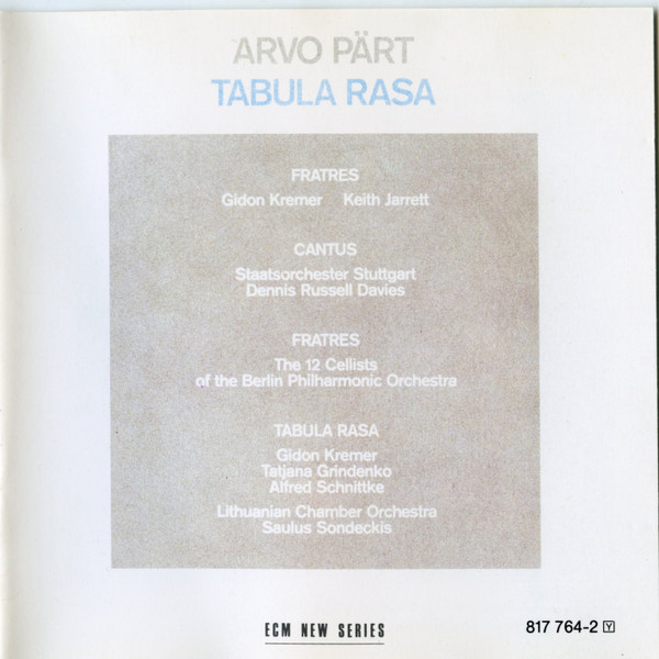 Arvo Pärt – Tabula Rasa (CD) - Discogs