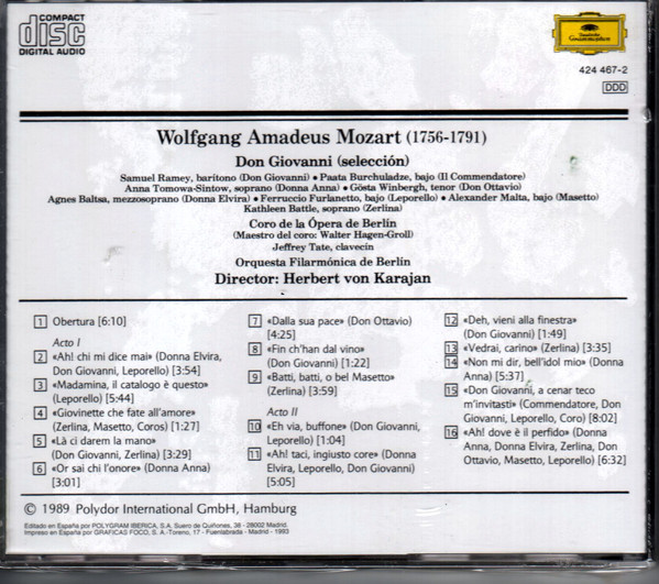 Album herunterladen Wolfgang Amadeus Mozart Herbert von Karajan, Orquesta Filarmónica De Berlín, Coro De La Ópera De Berlín - Don Giovanni Selección