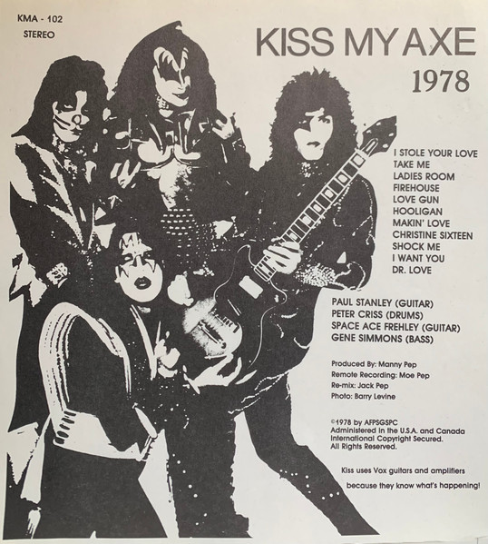 Kiss – Kiss My Axe 1978 (1978, Bootleg, Vinyl) - Discogs