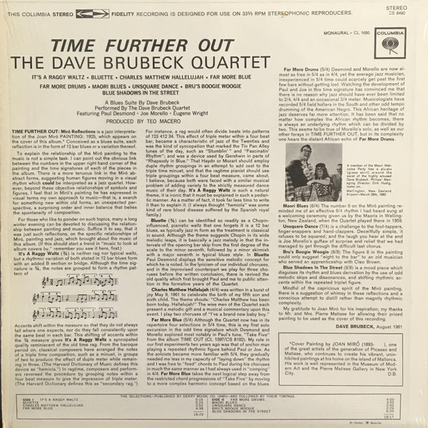 The Dave Brubeck Quartet - Time Further Out (Miro Reflexions) | Columbia (CS 8490) - 2